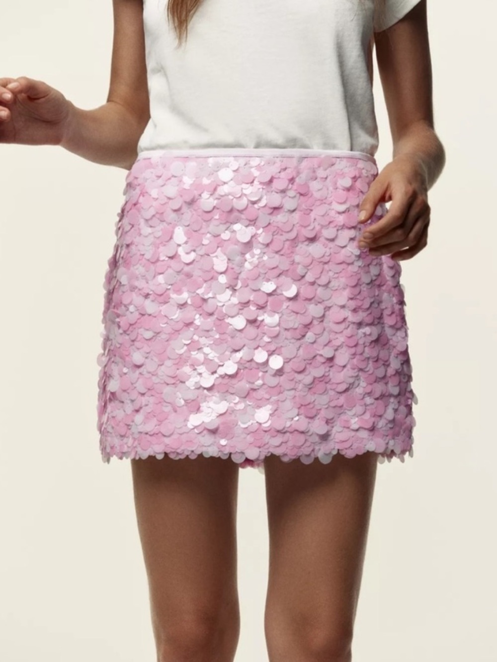 Zara Pink Sequin Mini Skirt